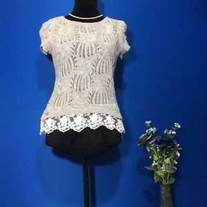 INC International Concepts Beige Crochet Top PM